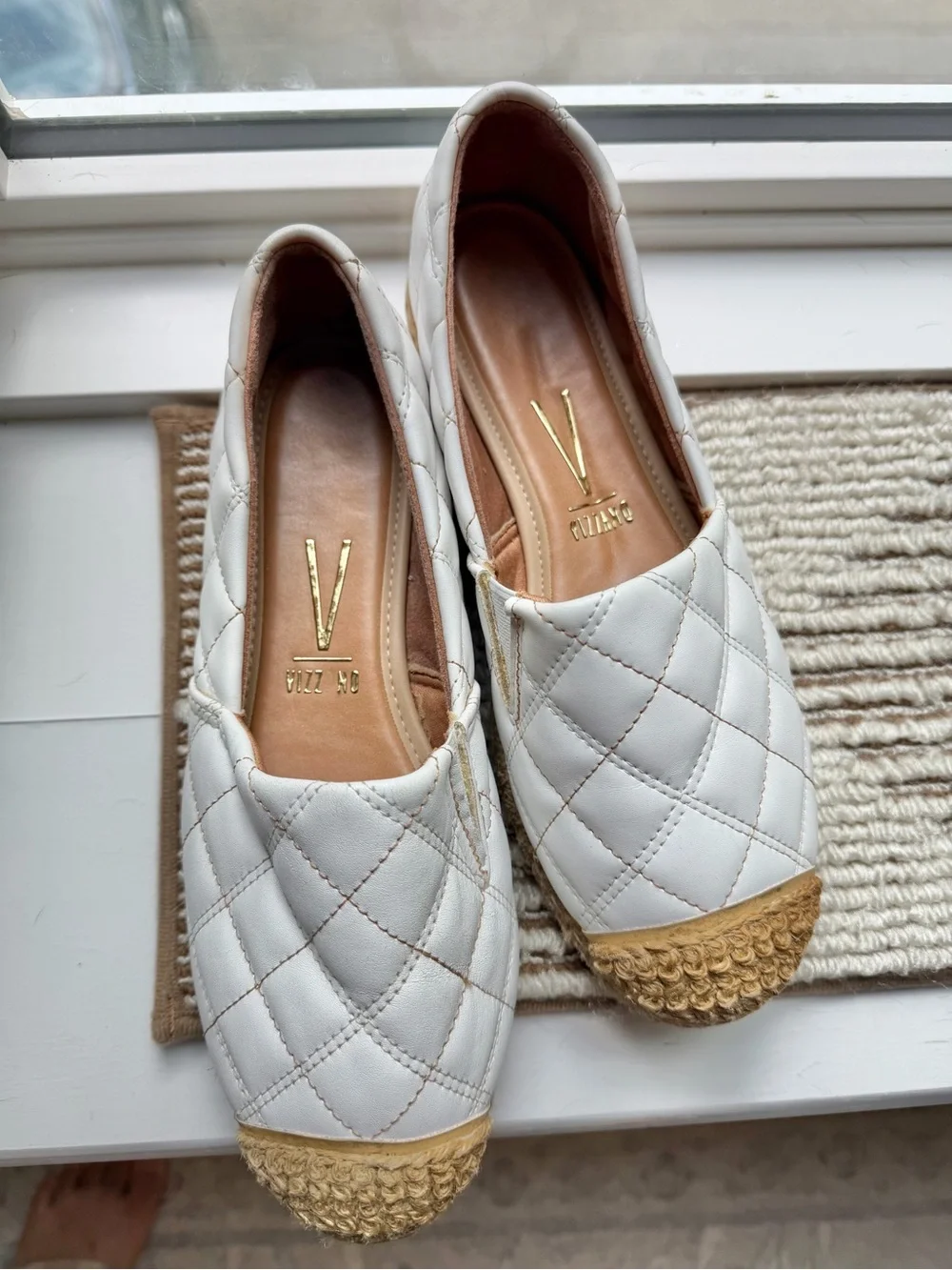 Vizzano White Quilted Espadrille Loafers Women's US 8 / EUR 39 Slip On Casual